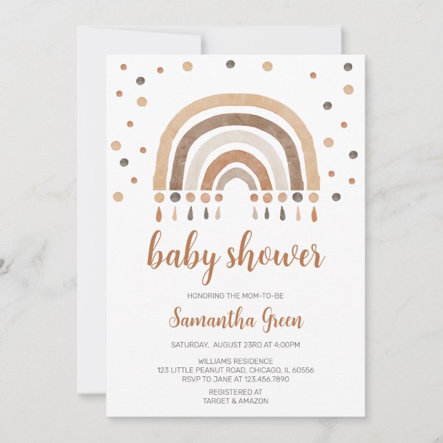 Invitación Boho Rainbow Baby Shower (Anverso)