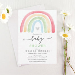 Invitación Boho Rainbow Baby Shower Invitation Card