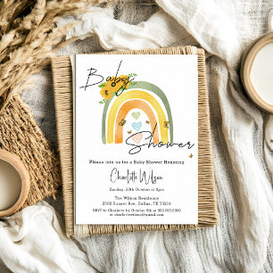 Invitación Boho Rainbow con Sunflowers Baby Shower