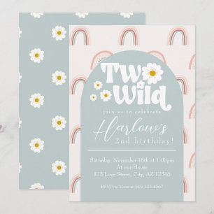 Invitación Boho Rainbow Daisy Dos salvajes cumpleaños del seg