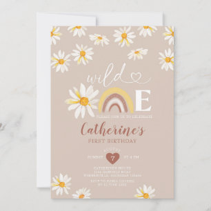 Invitación Boho Rainbow Daisy Flores salvajes un cumpleaños