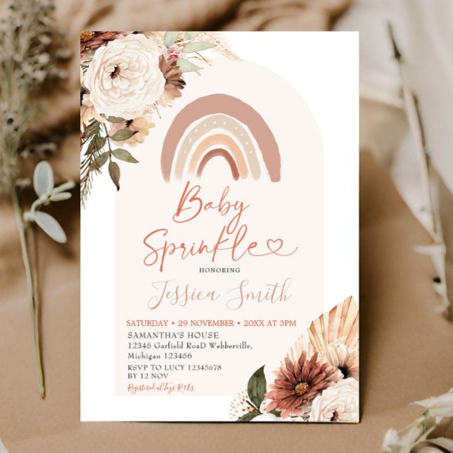 Invitación Boho Rainbow Floral Baby Sprinkle Baby Shower (Subido por el creador)