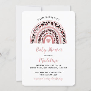 Invitación Boho Rainbow Heart Baby Shower