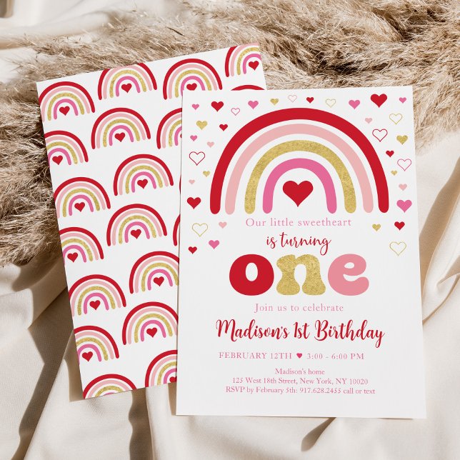Invitación Boho Rainbow Hearts Valentine Cumpleaños (Subido por el creador)