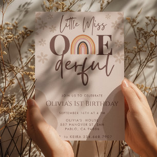 Invitación Boho Rainbow Little Miss Maravilloso Primer Cumple