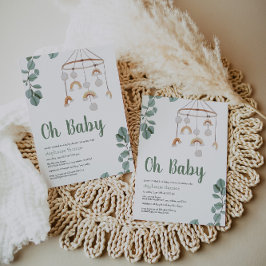 Invitación Boho Rainbow Mobile Baby Shower Greenery Invitatio