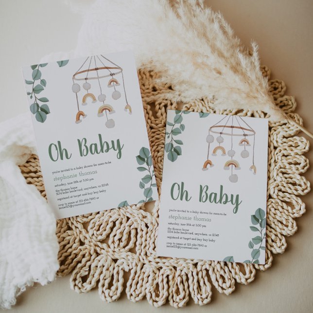Invitación Boho Rainbow Mobile Baby Shower Greenery Invitatio (Subido por el creador)