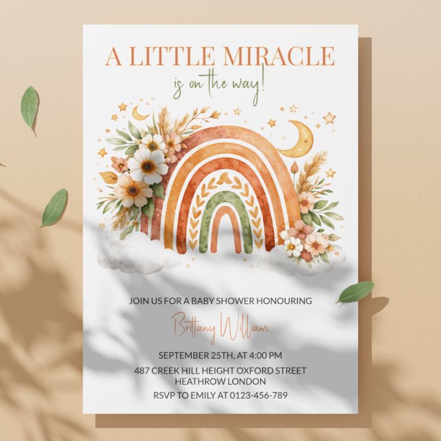 Invitación Boho Rainbow Neutral Baby Shower  (Subido por el creador)