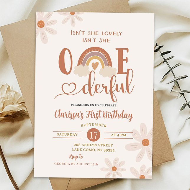 Invitación Boho Rainbow No Es Onederful Primer Cumpleaños (Subido por el creador)