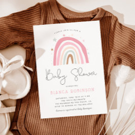 Invitación Boho Rainbow Pastel Chica rosado Baby Shower