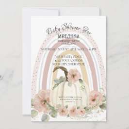 Invitación Boho Rainbow Pumpkin Chica de espuma de oro floral