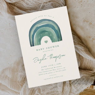 Invitación Boho Rainbow Sage Green Baby Shower