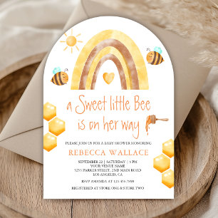 Invitación Boho Rainbow Sweet Little Bee Arch Baby Shower