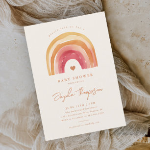 Invitación Boho Rainbow Terracotta Baby Shower