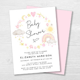 Invitación Boho Rainbow Watercolor Baby Shower