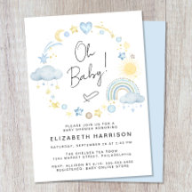 Boho Rainbow Watercolor Baby Shower