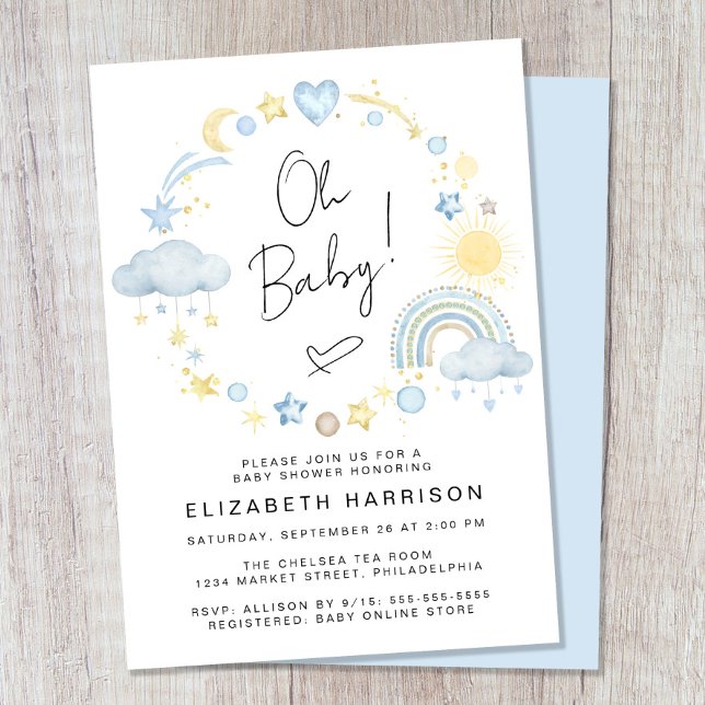 Invitación Boho Rainbow Watercolor Baby Shower (Subido por el creador)