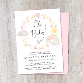 Invitación Boho Rainbow Watercolor Baby Shower