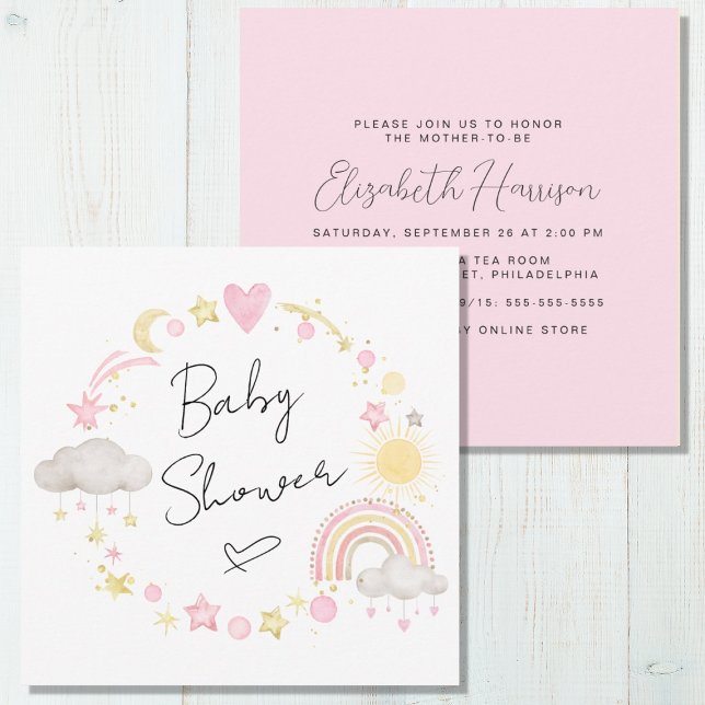 Invitación Boho Rainbow Watercolor Baby Shower (Subido por el creador)