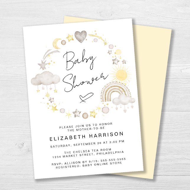Invitación Boho Rainbow Watercolor Baby Shower (Subido por el creador)
