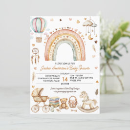 Invitación Boho Rainbow Watercolor Baby Shower