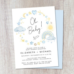 Invitación Boho Rainbow Watercolor Bebé Parejas Ducha