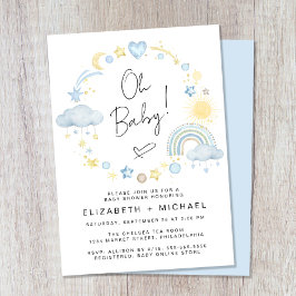 Invitación Boho Rainbow Watercolor Bebé Parejas Ducha