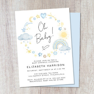 Invitación Boho Rainbow Watercolor Bebé Sprinkle