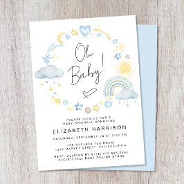 Invitación Boho Rainbow Watercolor Bebé Sprinkle