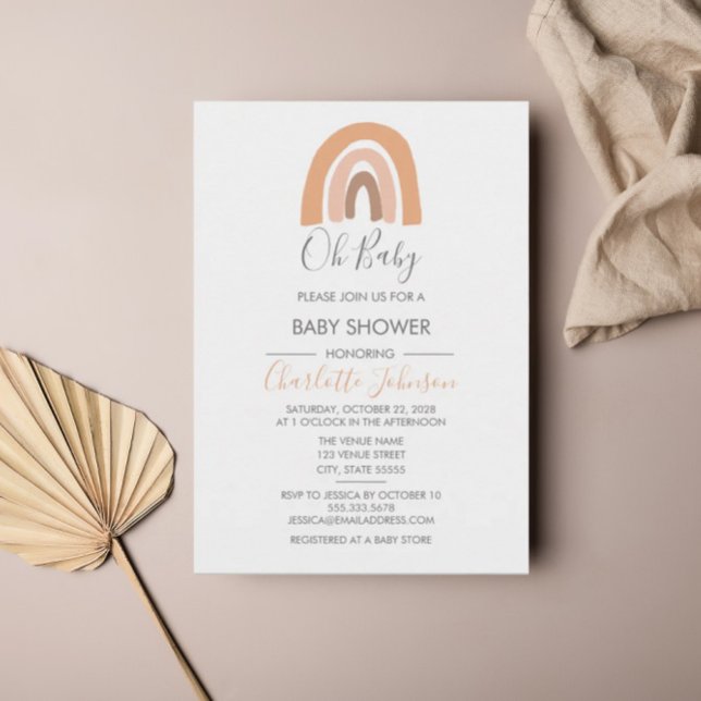 Invitación Boho Rainbow Watercolor Girl Baby Shower (Subido por el creador)