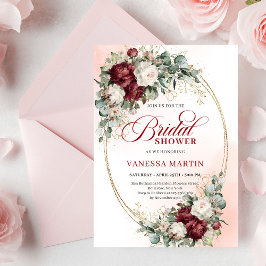 Invitación Boho Red and White Flowers Bridal Shower Invites