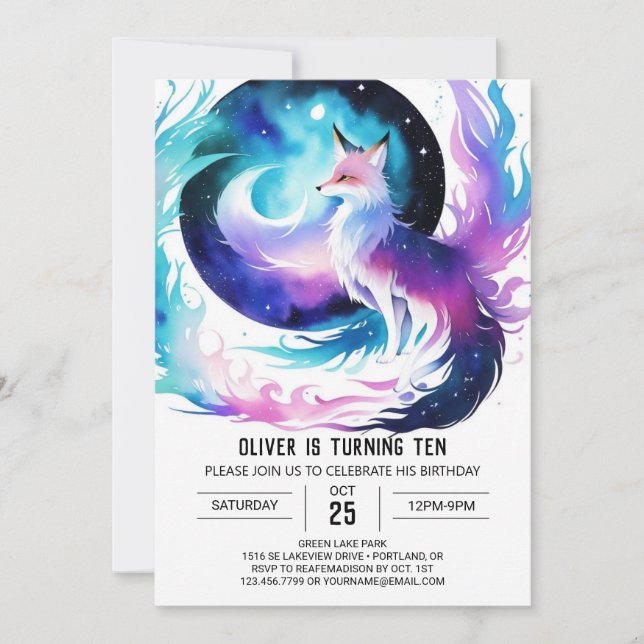 Invitación Boho Red Fox Adventure Birday (Anverso)