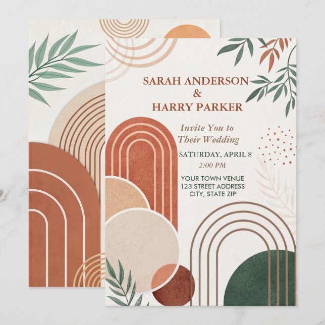 Invitación Boho Resumen Boda de Arco (Anverso / Reverso)