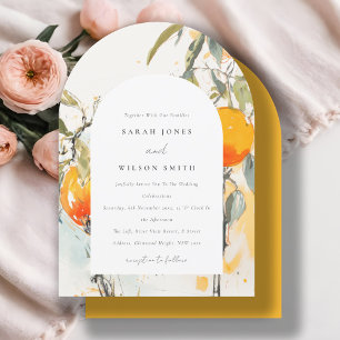 Invitación Boho Resumen Boetchy Naranja Boda Jardín