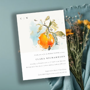 Invitación Boho Resumen Esbozo Naranja Jardín Ducha Nodal