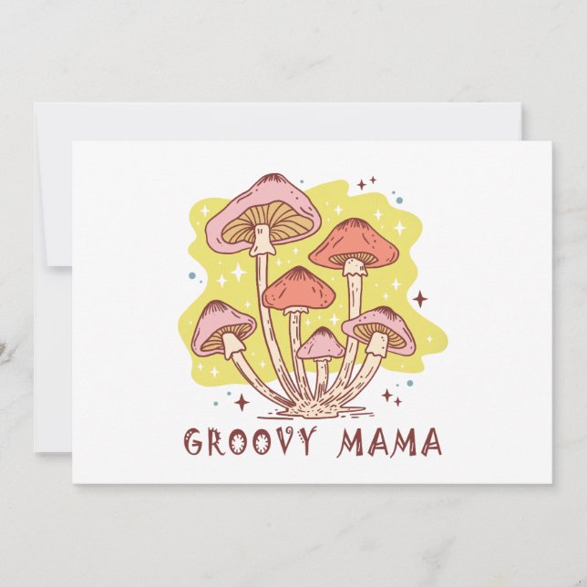 Invitación Boho Retro Groovy Mama (Anverso)
