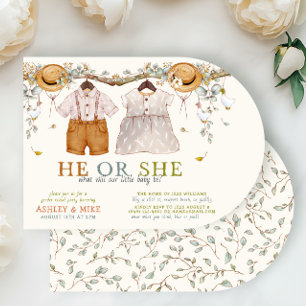 Invitación Boho Revelación de género neutro de ropa