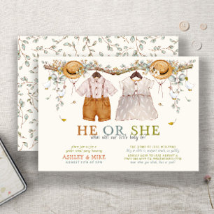 Invitación Boho Revelación de género neutro de ropa