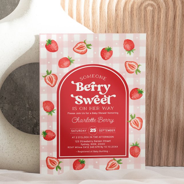 Invitación Boho Rojo Fresa Berry Berry Sweet Baby Shower (Subido por el creador)