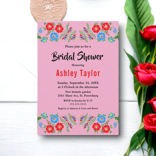 Invitación Boho Rojo Rojo Rústico Roses Floral Bridal Ducha (Subido por el creador)