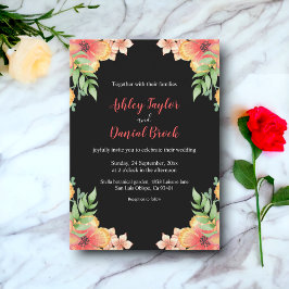 Invitación Boho Romantic Wildflowers Boda Floral Negra