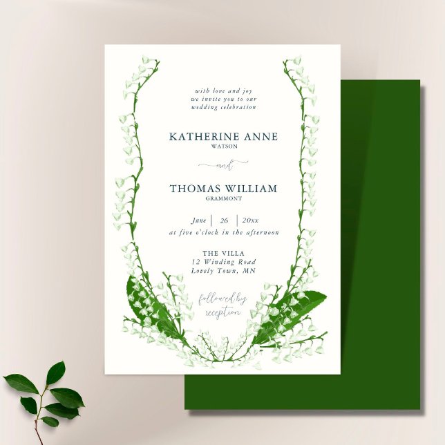 Invitación Boho Romántico marco floral Lily del Valle Boda (Subido por el creador)