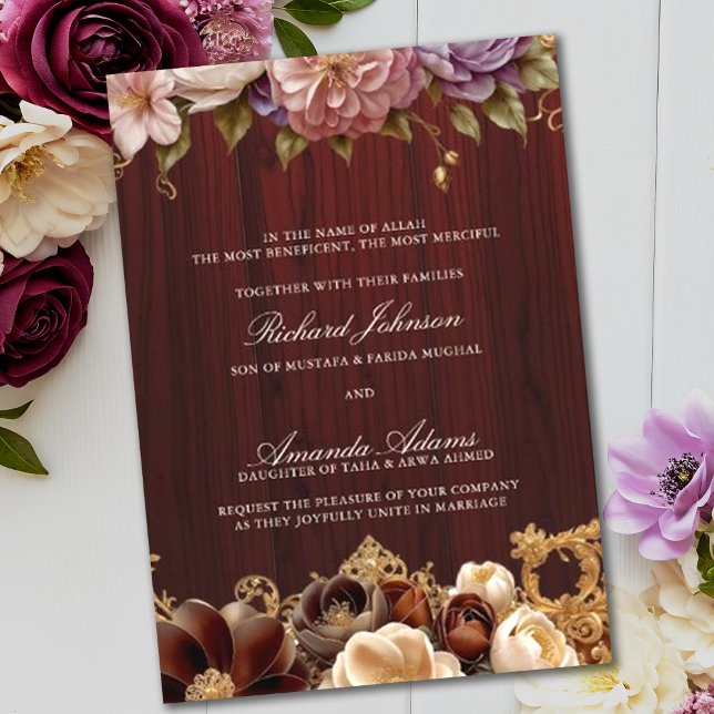 Invitación Boho Rosa Boda islámico musulmán del Motif (Subido por el creador)