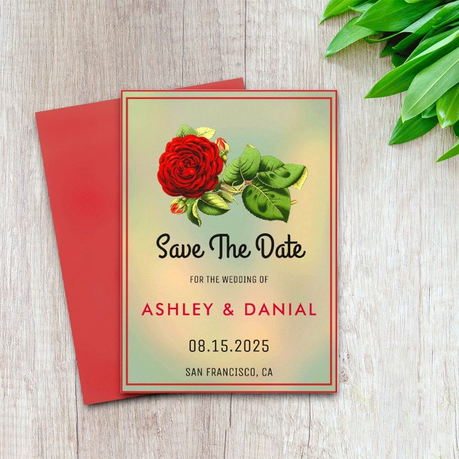 Invitación Boho rosa Borgoña floral Wedding Save the Date (Subido por el creador)