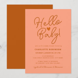 Invitación Boho rosa de la Terracota minimalista Hola Baby Sh