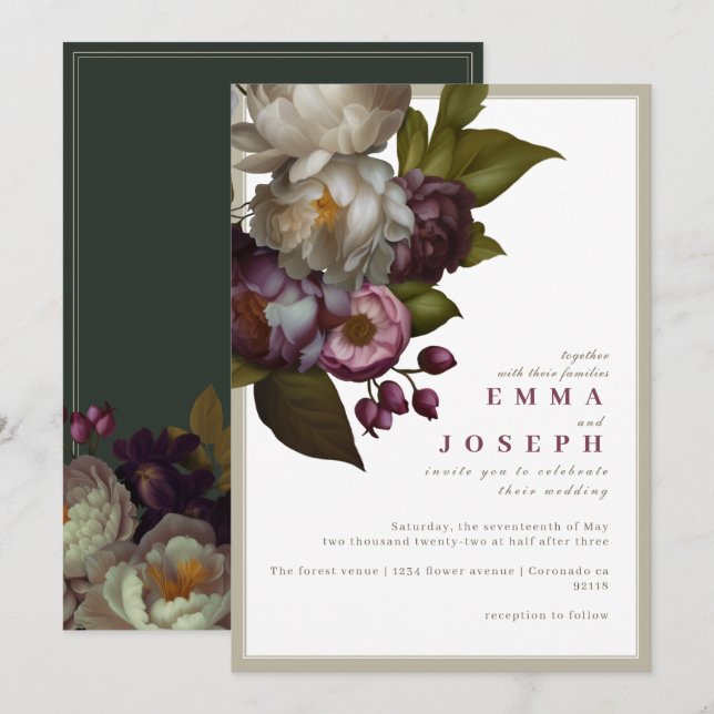 Invitación Boho Rosa de verano Boda estético vintage (Anverso / Reverso)
