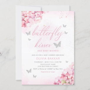 Invitación Boho rosa mariposa floral besa Chica Baby Shower