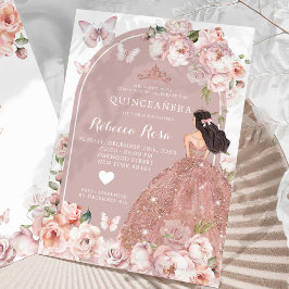 Invitación Boho Rosa Oro Chica mexicana Princesa Quinceañera