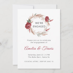 Invitación Boho Rosa Pampas Estamos comprometidos con el comp
