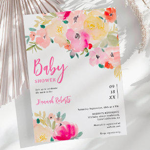 Invitación Boho rosa primavera moda jardín florida ducha bebé